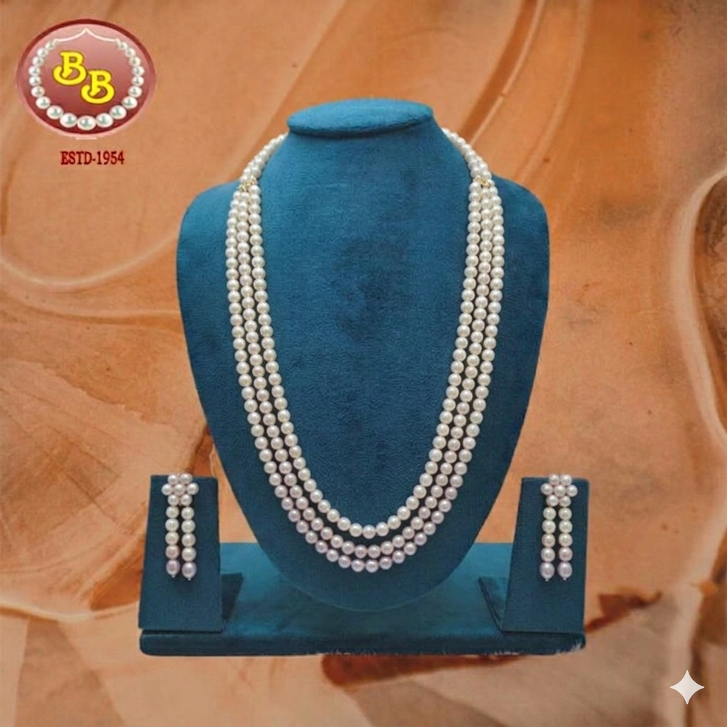 Natural Color Pearls Side Designer Mala 3 Gemini Generated Image pwutpwutpwu