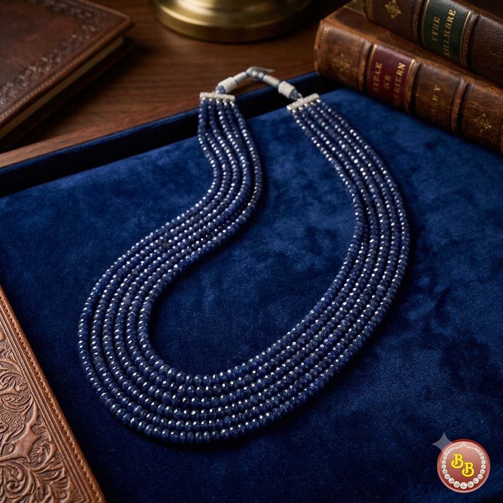 Blue Sapphire Five Lines Mala 1 Blue Sapphire Five Lines Mala