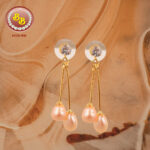 "Pearl earrings SBP-ER08 by Sri Bansilal Pearls - Classic freshwater pearl earrings model - Traditional white pearl jewelry for women - Certified authentic pearl earrings for wedding and formal occasions"