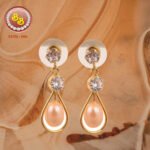 "Sri Bansilal Pearls SBP-ER03 premium AAA grade freshwater pearl stud earrings with rhodium plating for classic elegance"