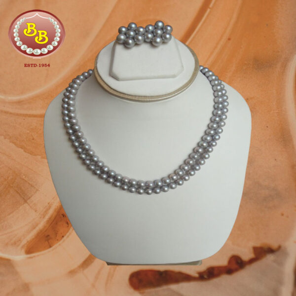 2 lines Grey Pearls Set