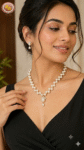 Elegant Freshwater Pearls Necklace with Designer Locket Set