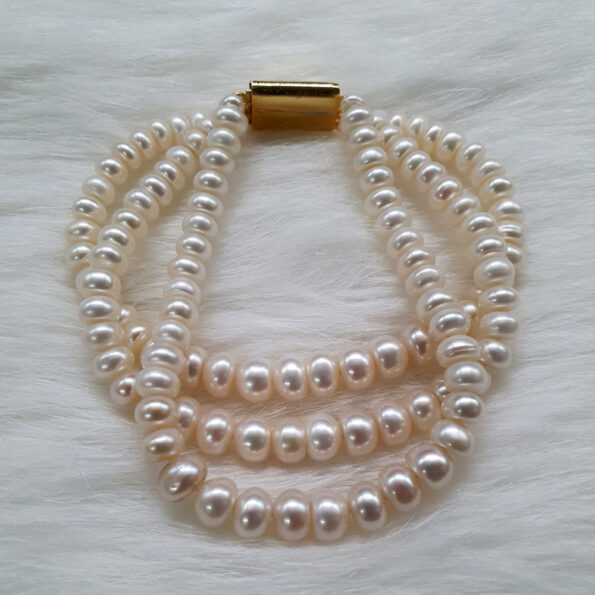 Real Pearl Bracelets Online 1 Three Lines Beautiful Pearls Bracelet