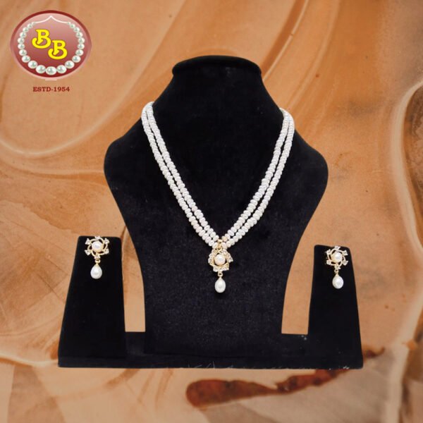 Two Lines Natural Pearls Mala With Stunning Locket Set