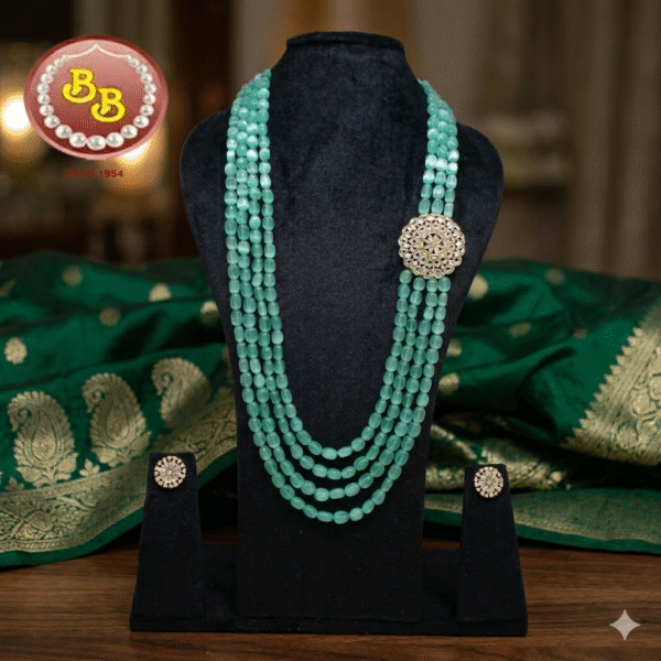 Elegant Sea Green Color Beads With Side Pendant