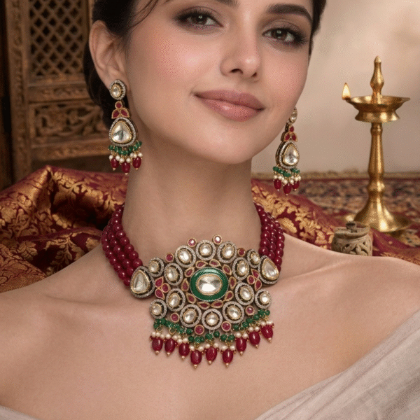 Elegant Choker With Kundan And Beads