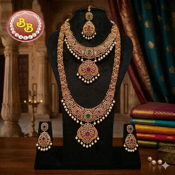 one gram long & short elegant bridal combo set