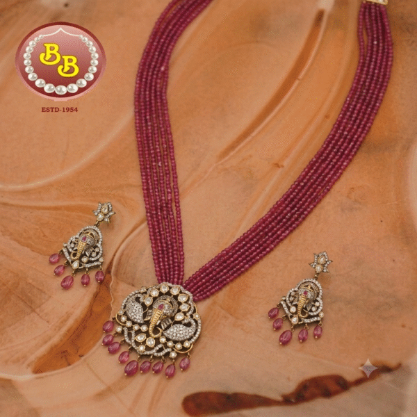 Designer Ganesha Pendant With Pink Hydro Beads