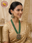 Victorian Pendant Set With Oval Shape Emerald Color Beads