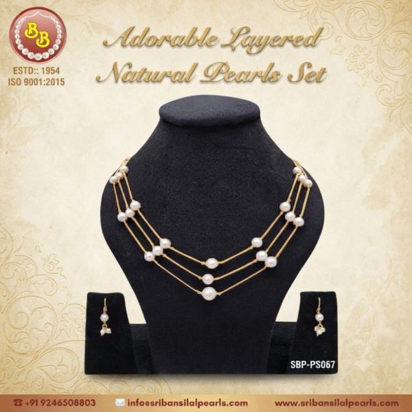 Adorable Layered Natural Pearls Set