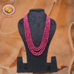 Four Lines Oval Shape Real Ruby Mala