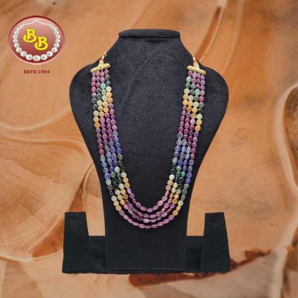 Four Lines Beautifully Arranged Rainbow Color Real Stones Mala