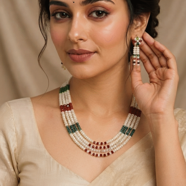 Natural Pearls With Colorful Crystal Set