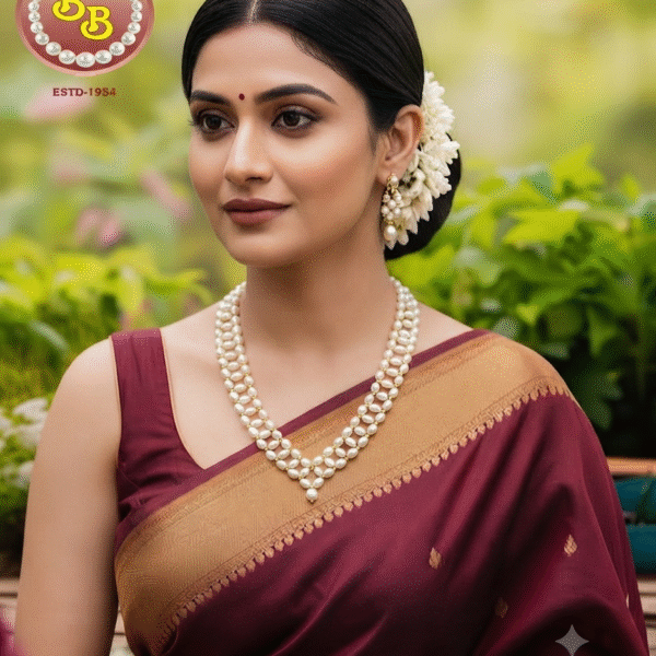 Adorable Net Design Natural Pearls Set