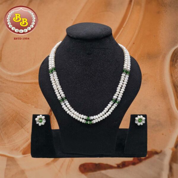 Simple Real Pearls Set With Jade