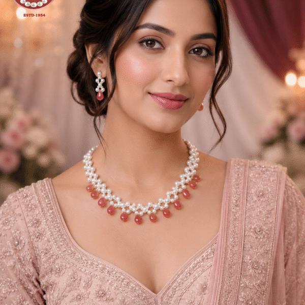 Beautiful Combination Of Drop & Pearls