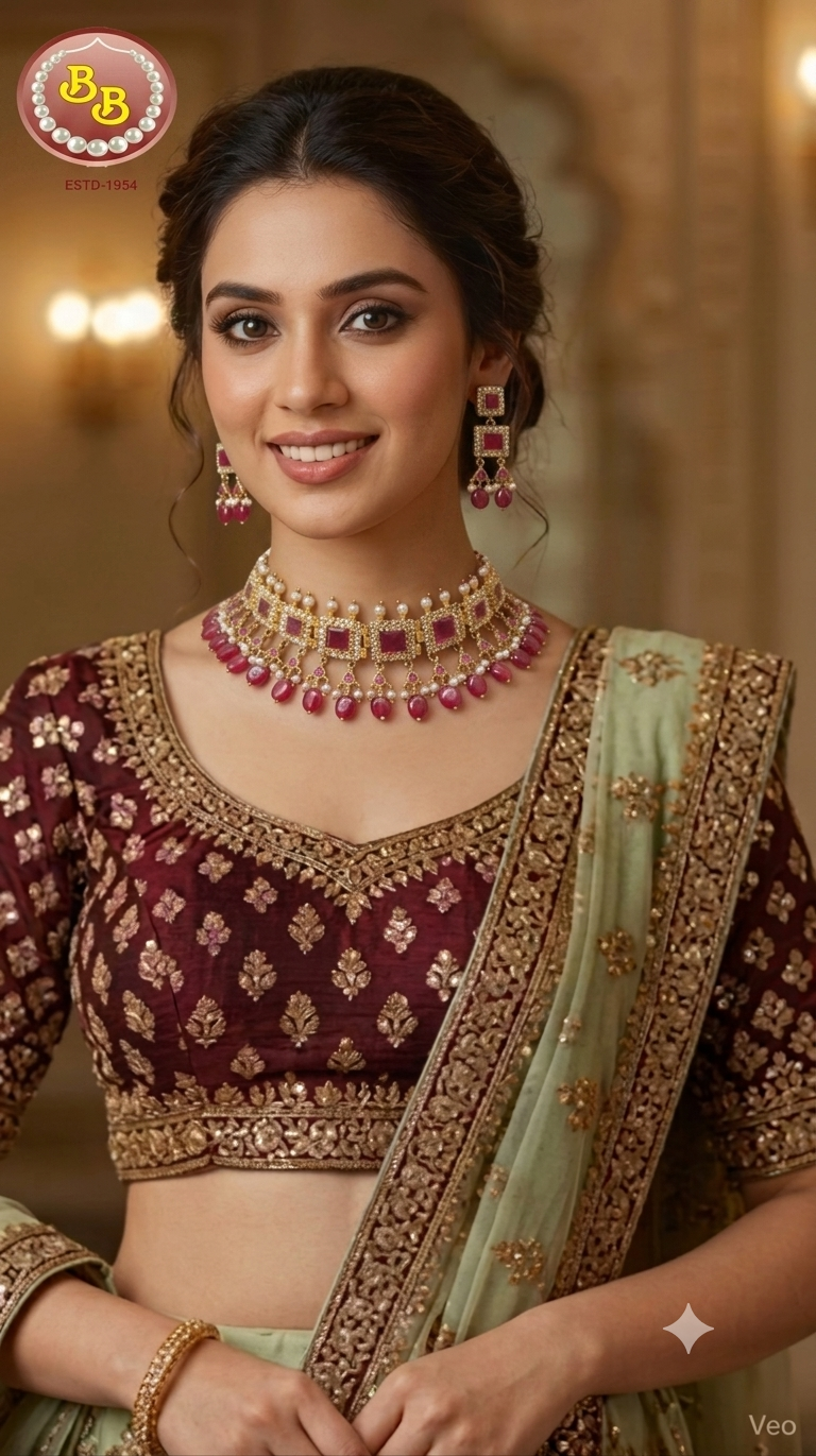 Polki & Ruby Color Stone Choker 1 Gemini Generated Image easmeasmeas