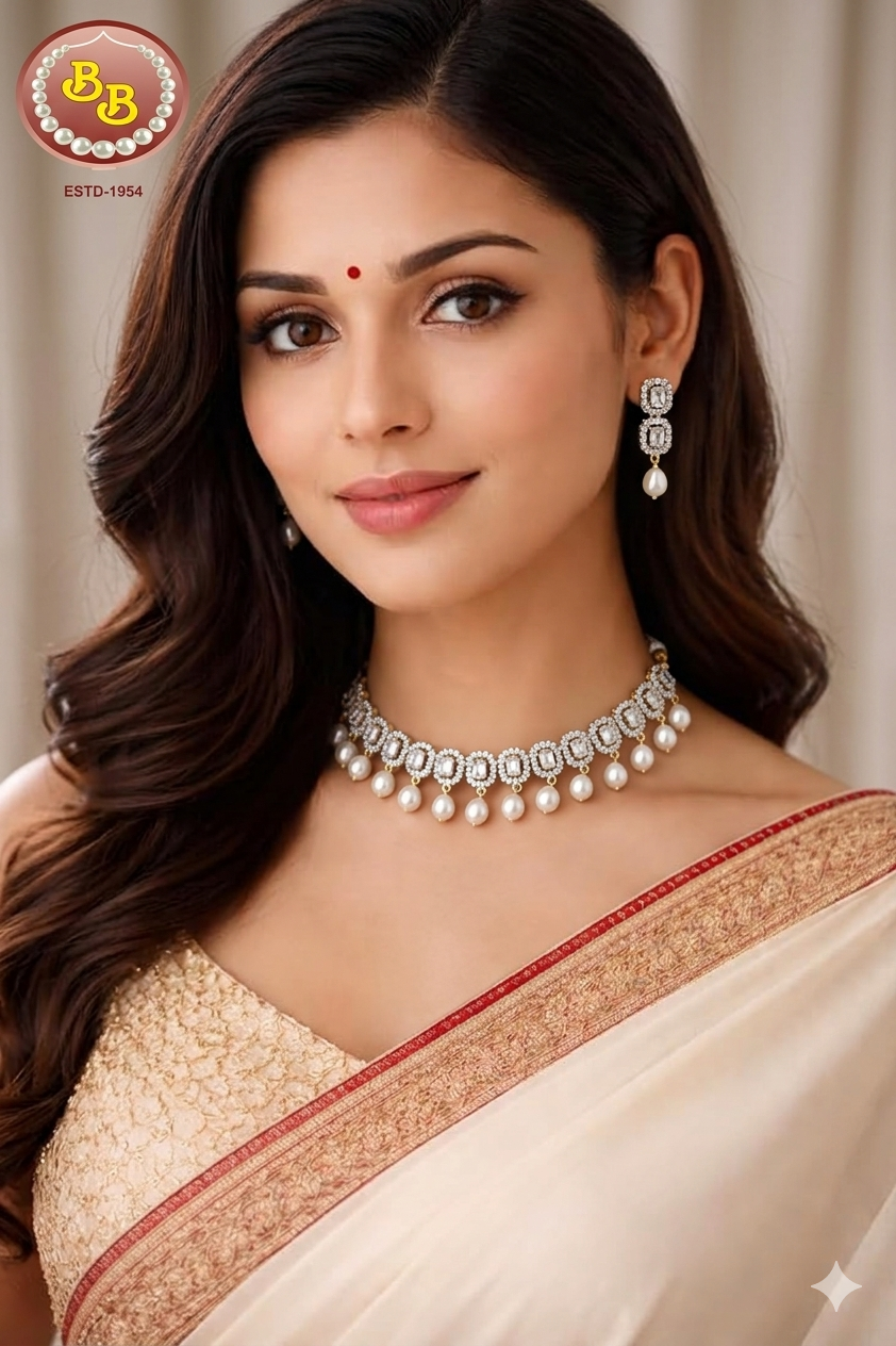 Beautiful CZ And Pearls Hanging Necklace 1 Gemini Generated Image gtmbgtmbgt