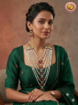 Natural Pearls Satlada With Ruby Color Beads
