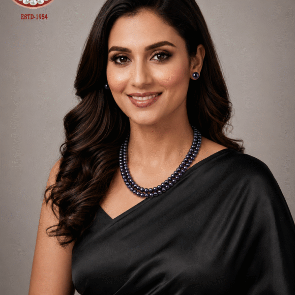 Shine With Grace 2 Lines Black Color Pearls Set
