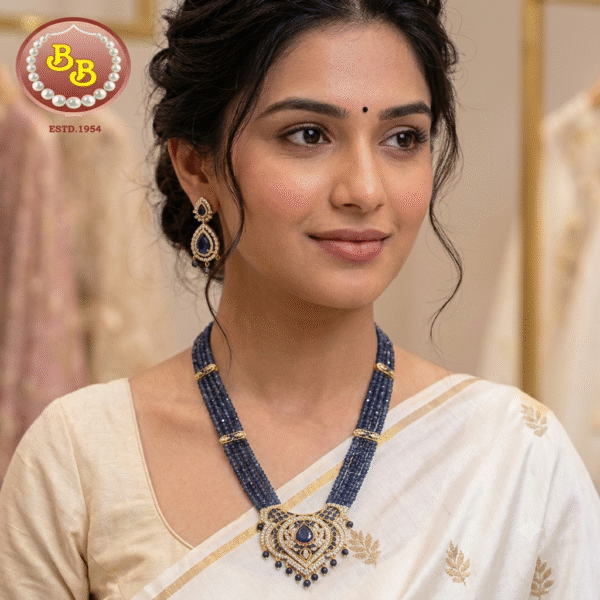 Designer Pendant With Neelam Color Beads Rani Haar