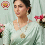 Natural Pearls & Stone Rings Mala With Nizami Pendant Set