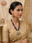 3 Lines Beads With Simple Polki Pendant Set