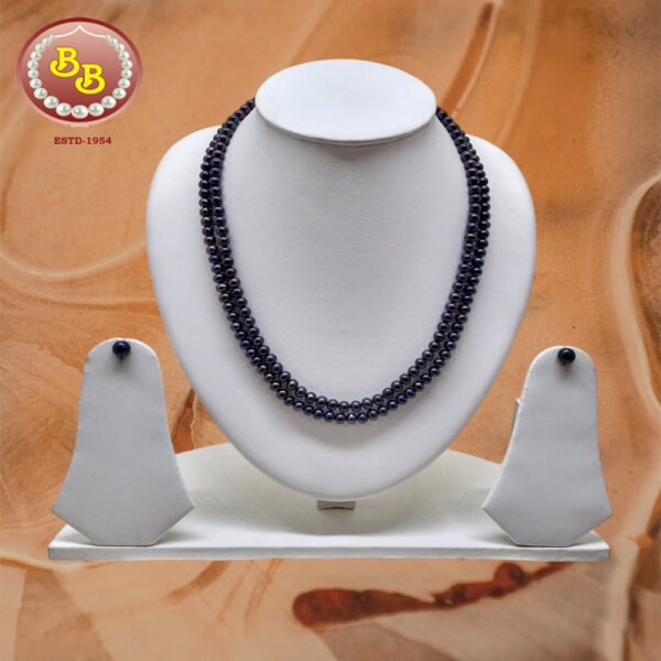Shine With Grace 2 Lines Black Color Pearls Set