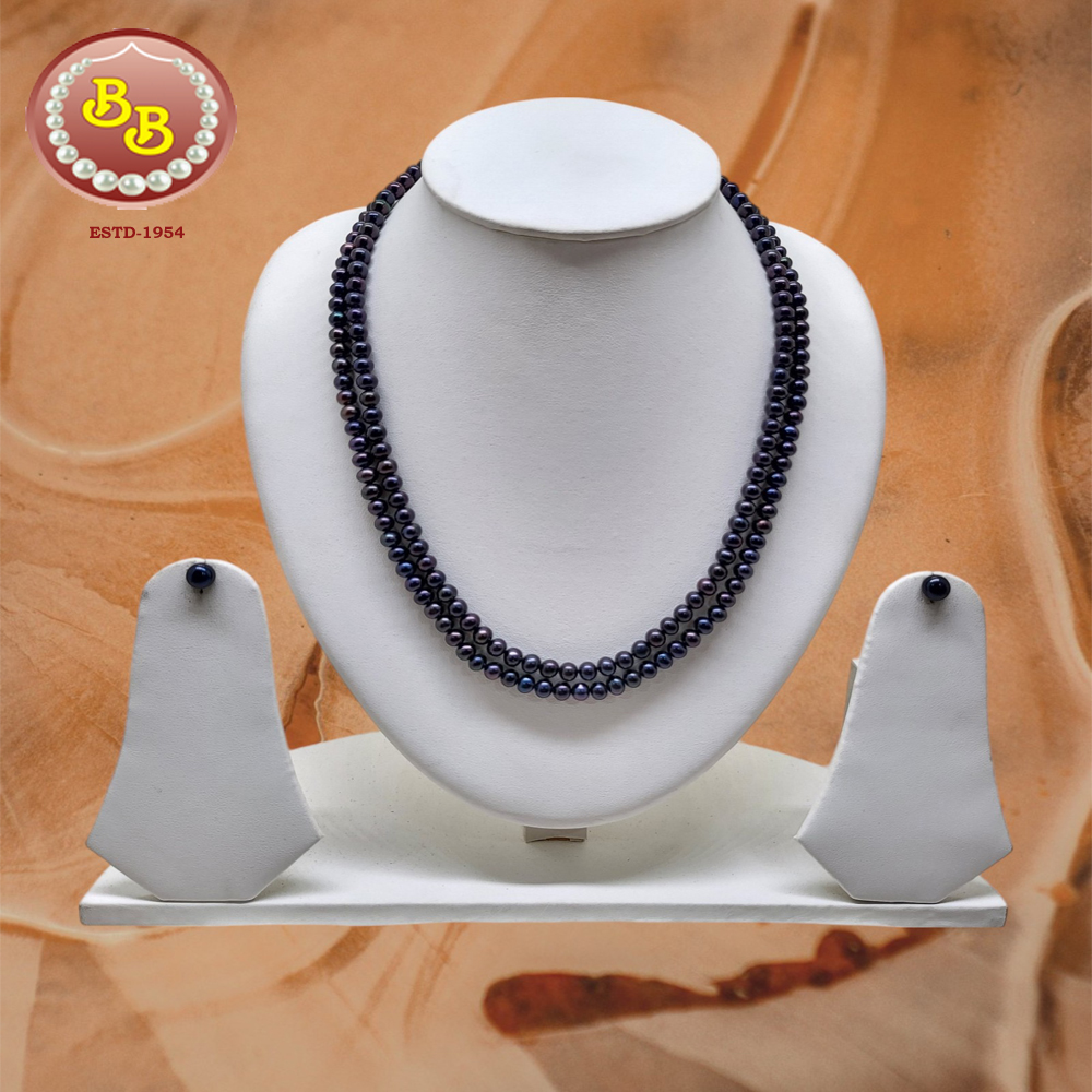 Shine With Grace 2 Lines Black Color Pearls Set 3 Shine With Grace 2 Lines Black Color Pearls Set