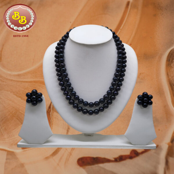 Simple 2 Lines Black Pearls Set