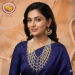 5 Layer Pearls Set With Polki Hanging