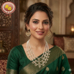 3 Layer Pearls Set With Polki Hanging