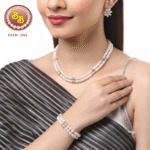 2line Pearls set with pink pearls combination with Bracelet