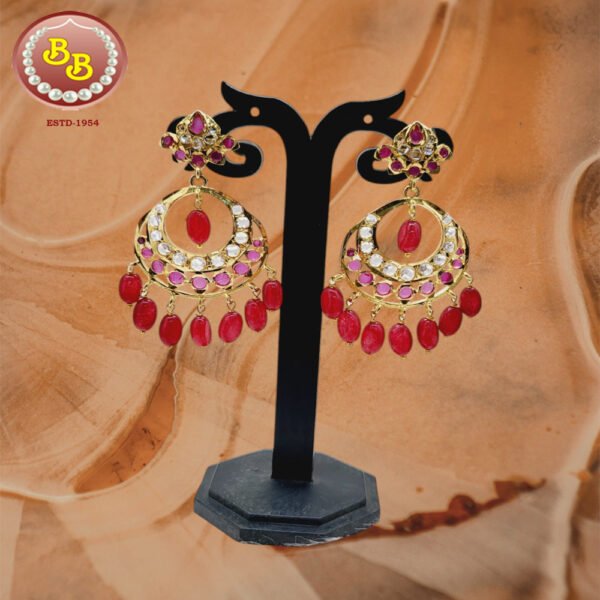 Chand Bali With Ruby Color Beads