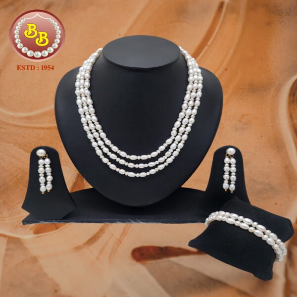 3line Pearls set with Bracelet