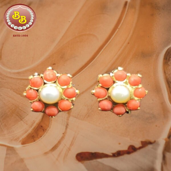 Beautiful Pearls And Coral Earring