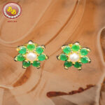 Pearl With Emerald Color Stone Tops
