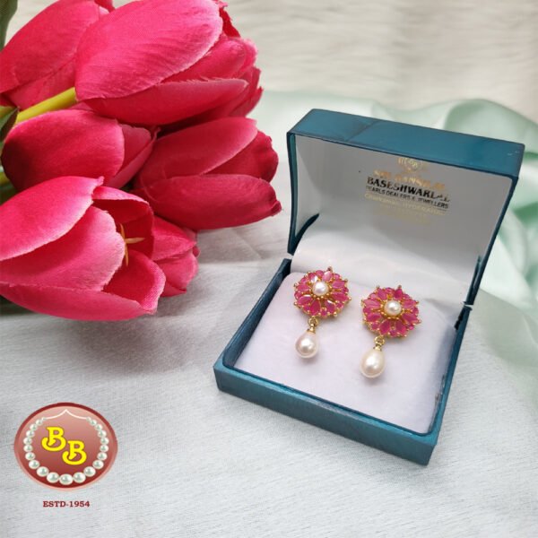 Ruby Color Stone With Pearls Tops