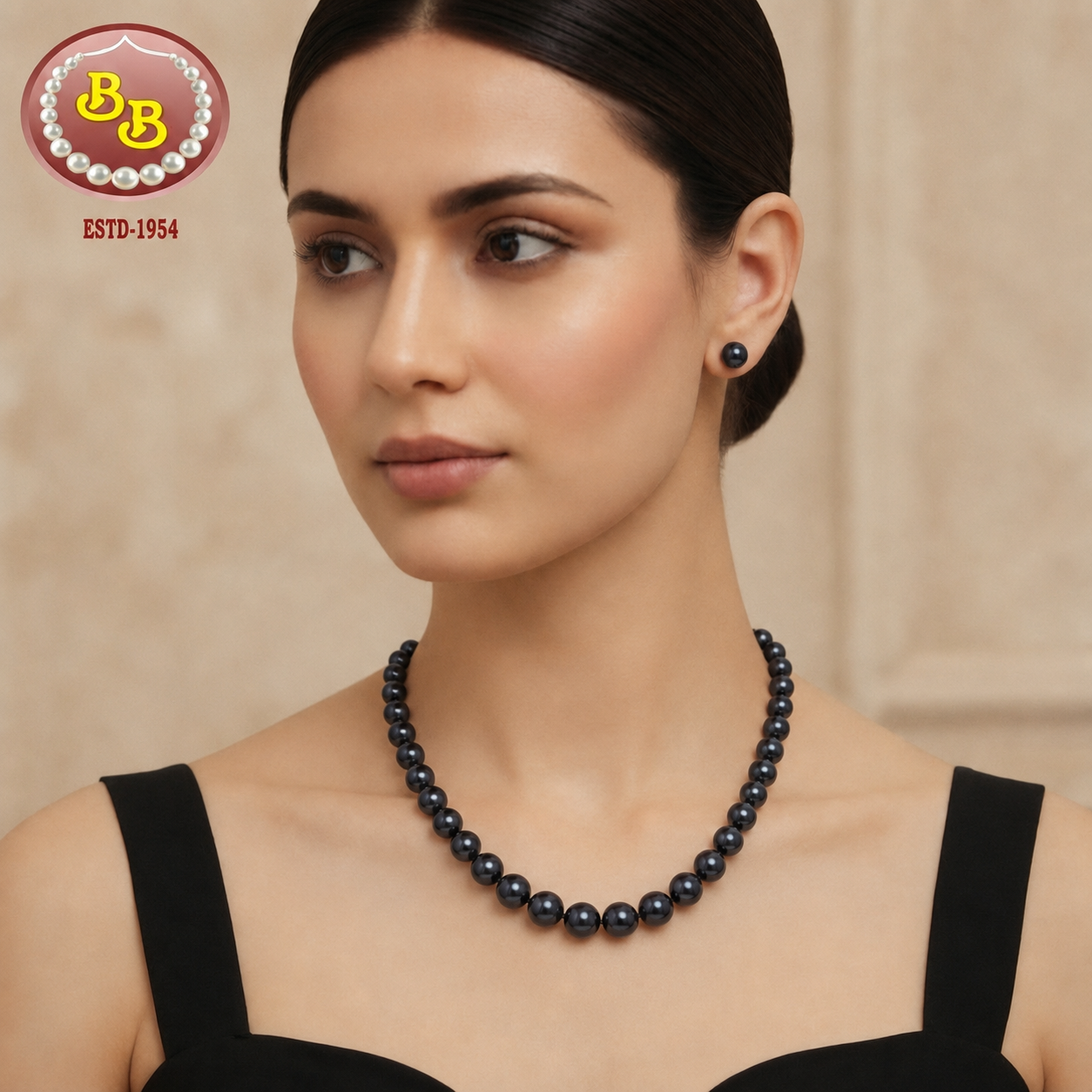 Black Color Knotted Pearls Set 1 Black Color Knotted Pearls Set
