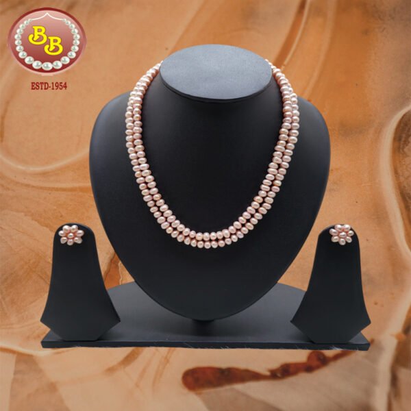 Two‑strand natural freshwater pearl necklace by Sri Bansilal, 4–5 mm pearls