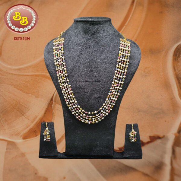 Pearls With Multi Color Stone Set