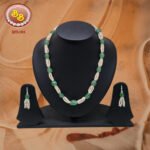 Pearls set with aventurine gemstone pendant and earrings