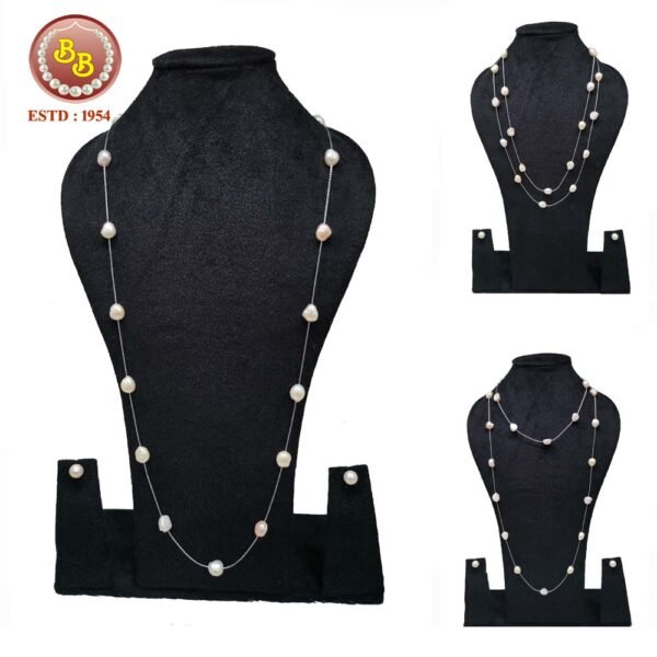 "Luxurious pearls jari mala featuring cultured pearls interwoven with golden thread work in traditional Indian royal jewelry style"