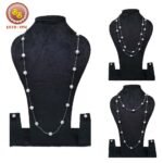 "Luxury multi-strand pearl jewelry set 3 featuring twisted three-strand necklace with cluster earrings in sophisticated contemporary design"