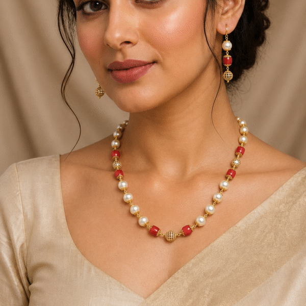 Pearls & Coral Taar Mala