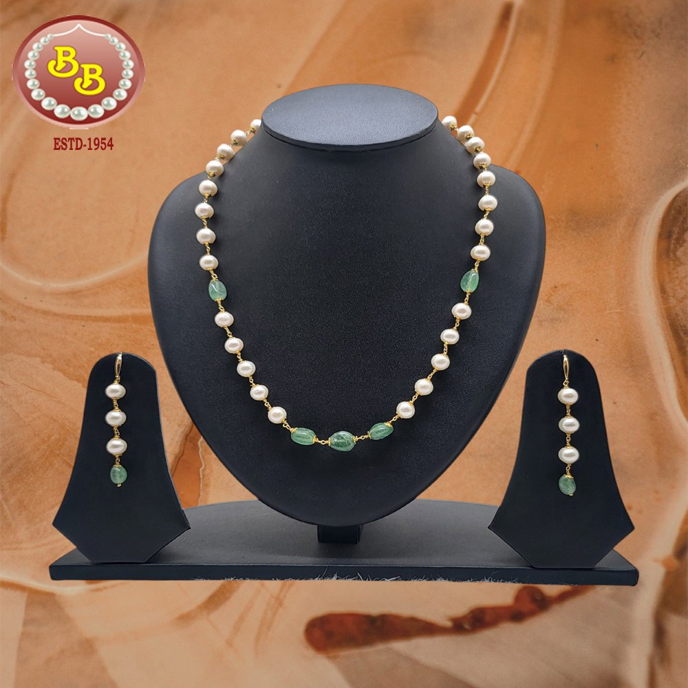 Pearls With Green Stone Taar Mala 1 SBP PS