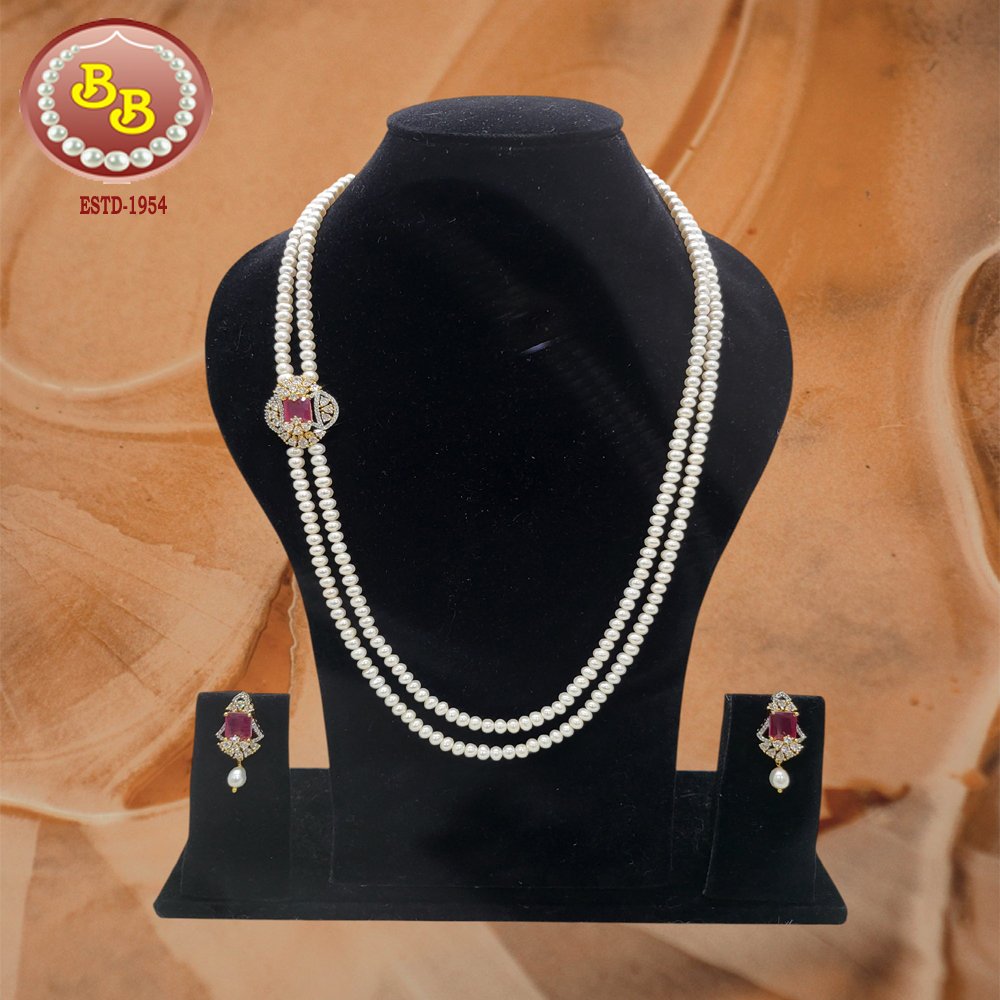 Two Lines Simple Pearls Broach Set 1 SBP PSS