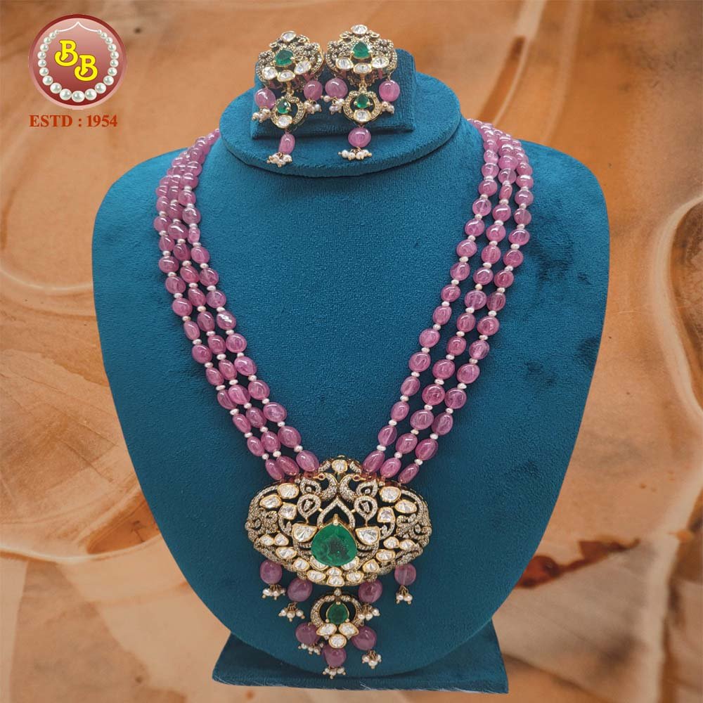 Silver locket with 3line Real Ruby mala 3 4