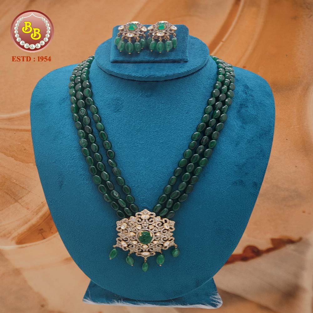 Silver Locket with Green Stone mala 1 5