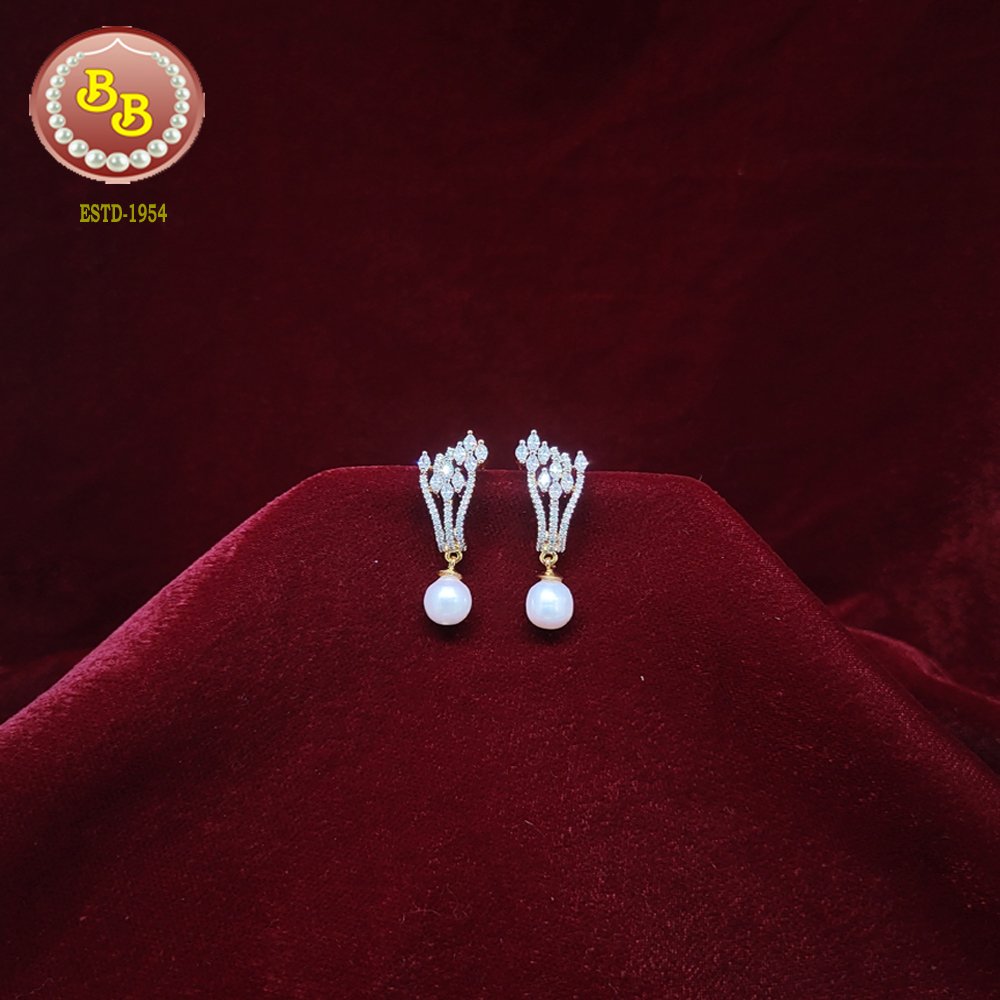 C Z Stones With Pearls Hanging 1 SBP ER